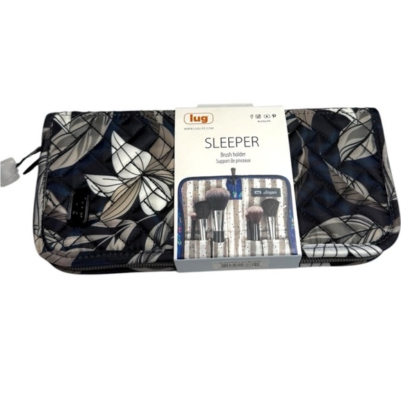 lug Handbags - Lug Lily Black Sleeper Brush Holder Cosmetic Bag Floral Zipper Travel‎ Pouch NWT